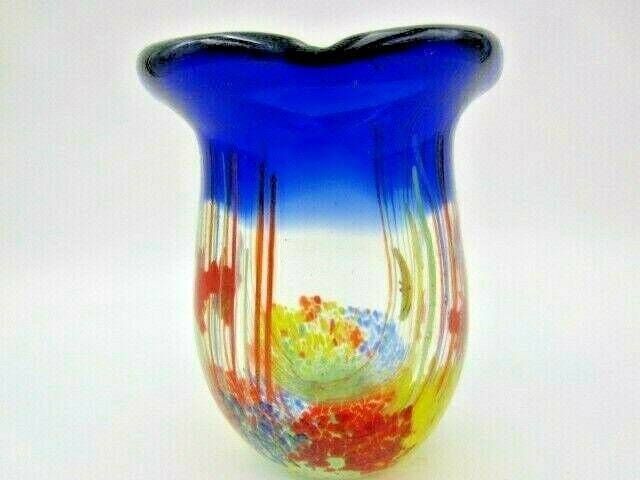 Fish Tank Aquarium Barbini Glass Vase, Cobalt Blue, Fish, Bubbles Reeds C1960s photo furniture