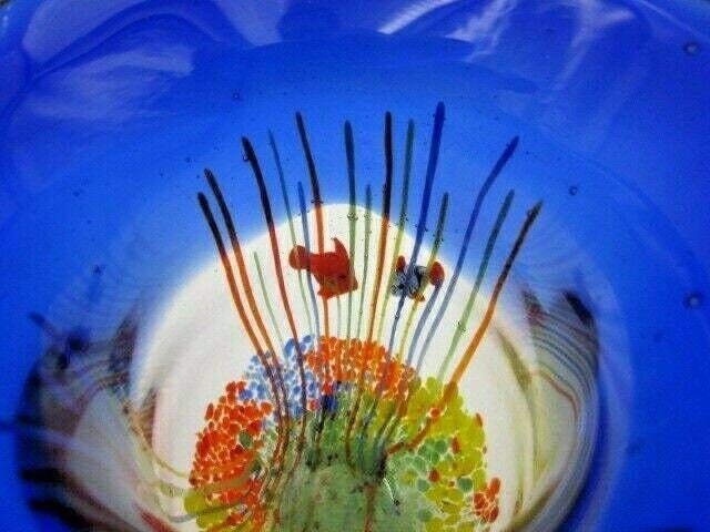 Fish Tank Aquarium Barbini Glass Vase, Cobalt Blue, Fish, Bubbles Reeds C1960s photo buy