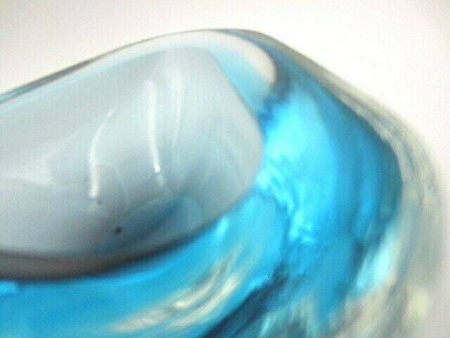 Space Age Turquoise Blue Sommerso Art Glass Geode Bowl Murano Barbini Seguso Era photo buy