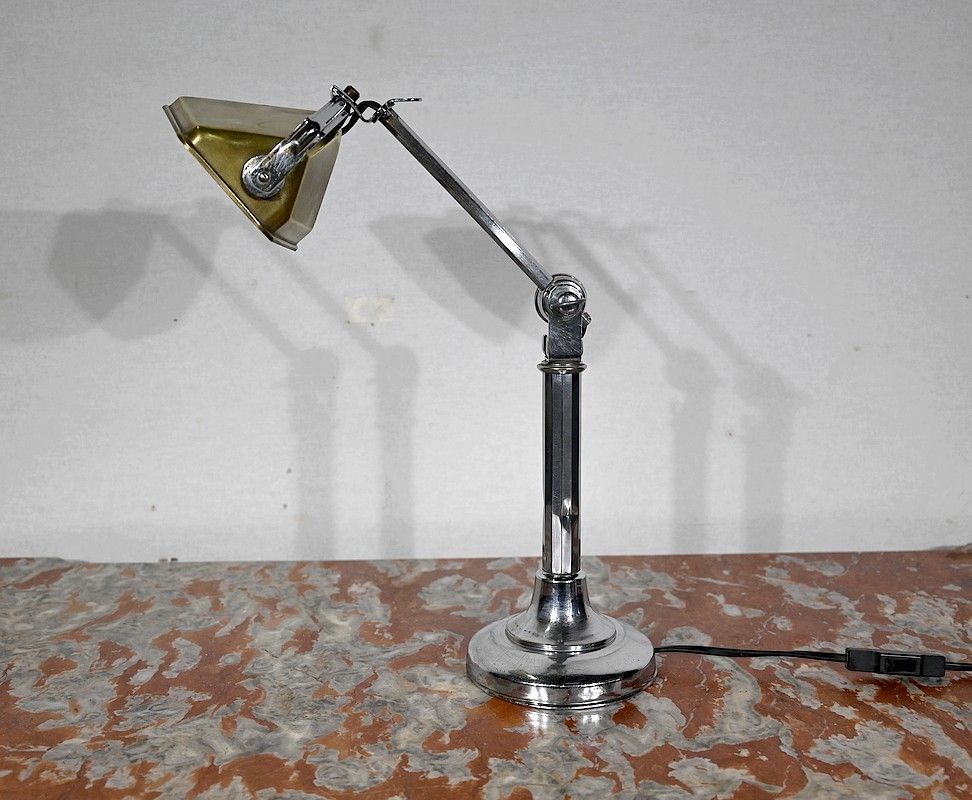 Metal Desk Lamp, After The Pirouett' Model, Art Deco, 1930 photo vinterior