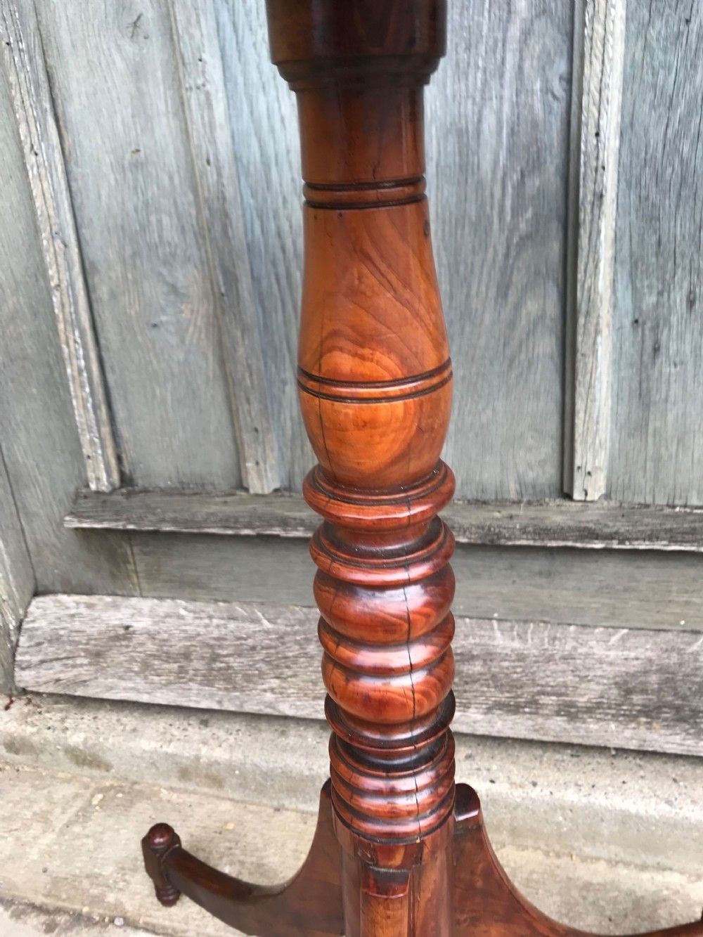 Antique Small Yew Wood Tripod Table/Kettle Stand photo for sale