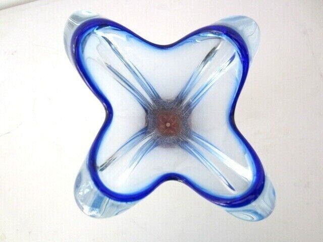 Large Vase Blue And Pink Vintage Retro Glass Skrdlovice Beranek Czech photo buy