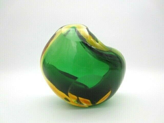 Xl Murano Archimede Seguso Space Age Sculpture Sommerso Green Amber Glass Geode photo for sale