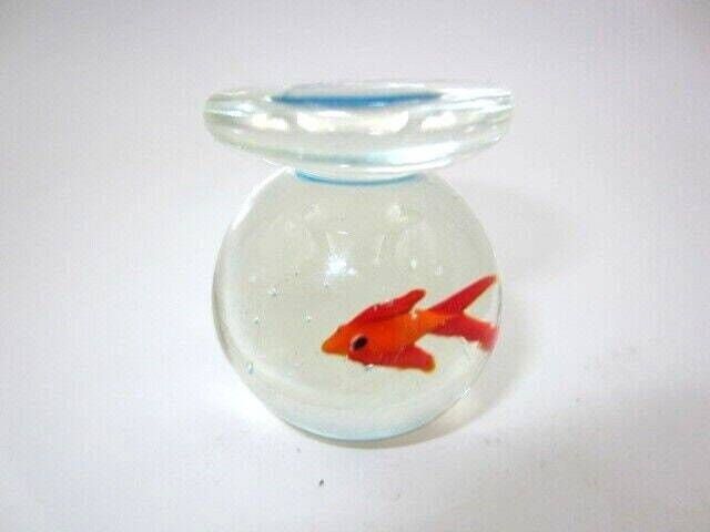 Cristiano Balbi Crystal Fishball Fish And Bubbles Italian Sculpture Paperweight photo vintage