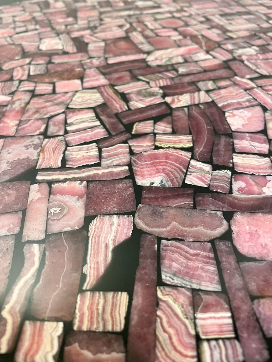 Mid Century Coffee Table In Rhodochrosite & Resin By Etienne Allemeersch photo 8900.0