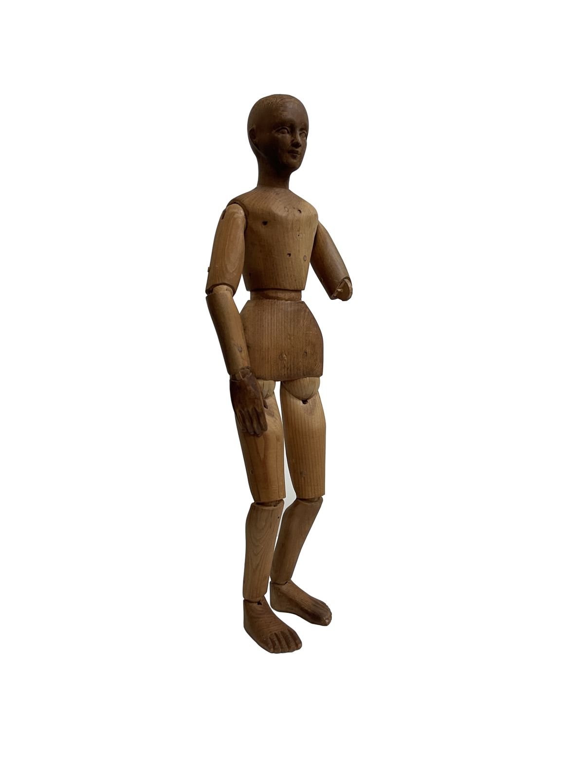 Vintage 19th Century Hand Carved Articulated Wooden Artist Lay Figure Statue Mannequin photo vinterior