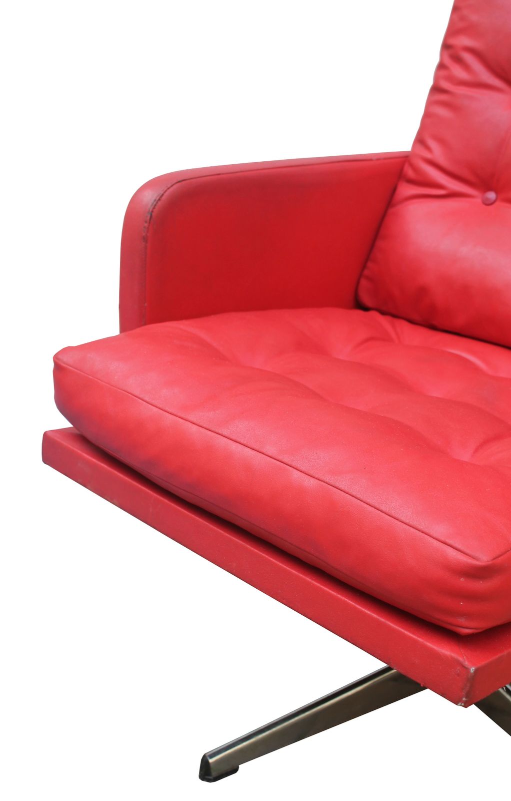 390.0 1970s Red Leather Swivel Armchair photo