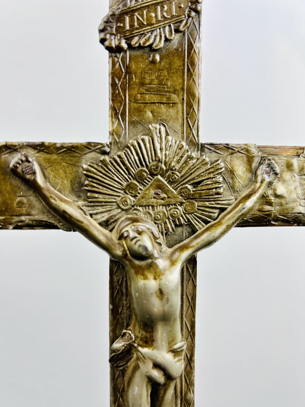 Inri Antique French Hand Carved Art Nouveau Crucifix. photo buy
