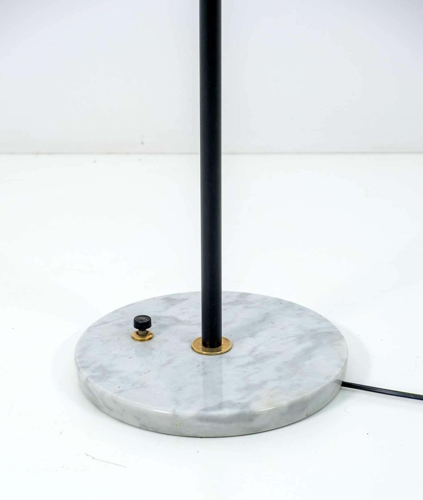 photo for sale Stilnovo Mid Century Modern Italian Brass And Opaline Glass Floor Lamp, 1950s