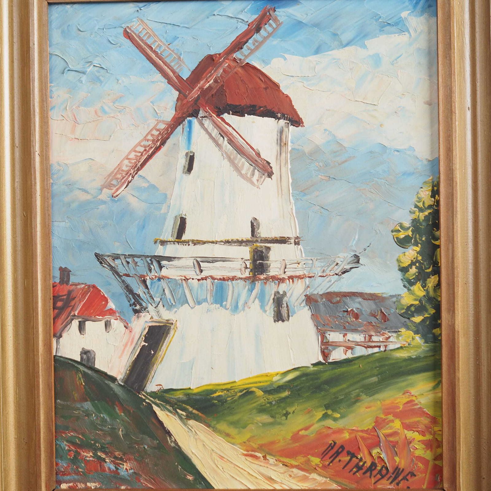 Schilderij „The Colourful Windmill", Scandinavisch Design, 20e Eeuw, Van Aage Verner Thrane photo for sale