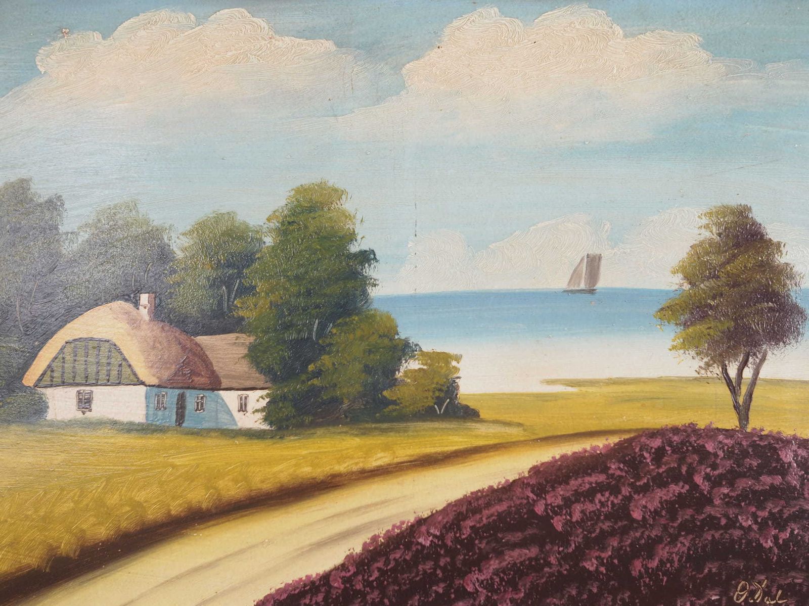 Schilderij „The Hut By The Sea", Scandinavisch Design, Jaren 1970 photo Kunst