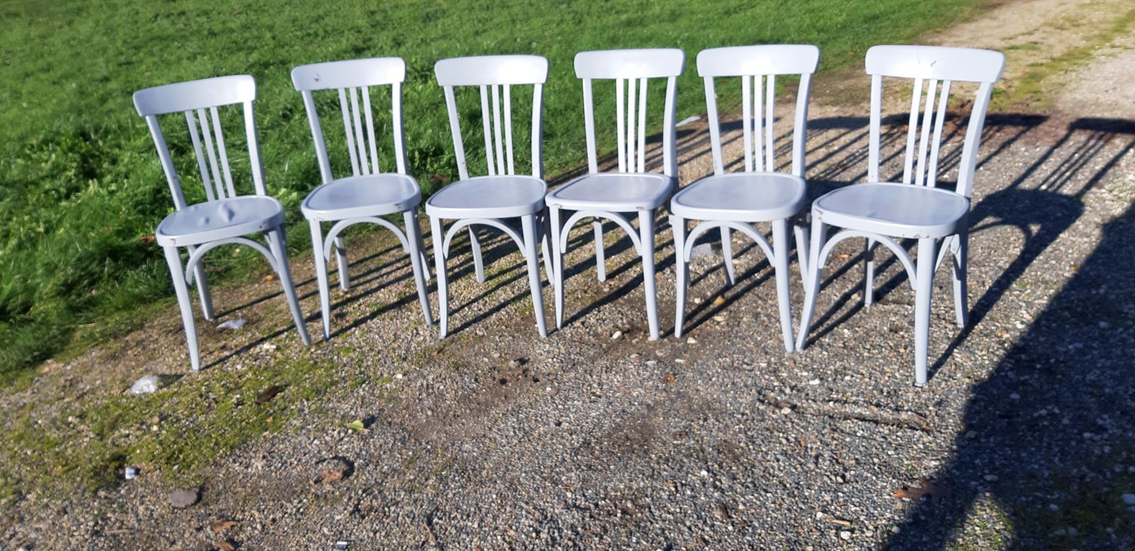 6 Thonet Bistro Chairs In Ceruse Wood Old Gray photo buy