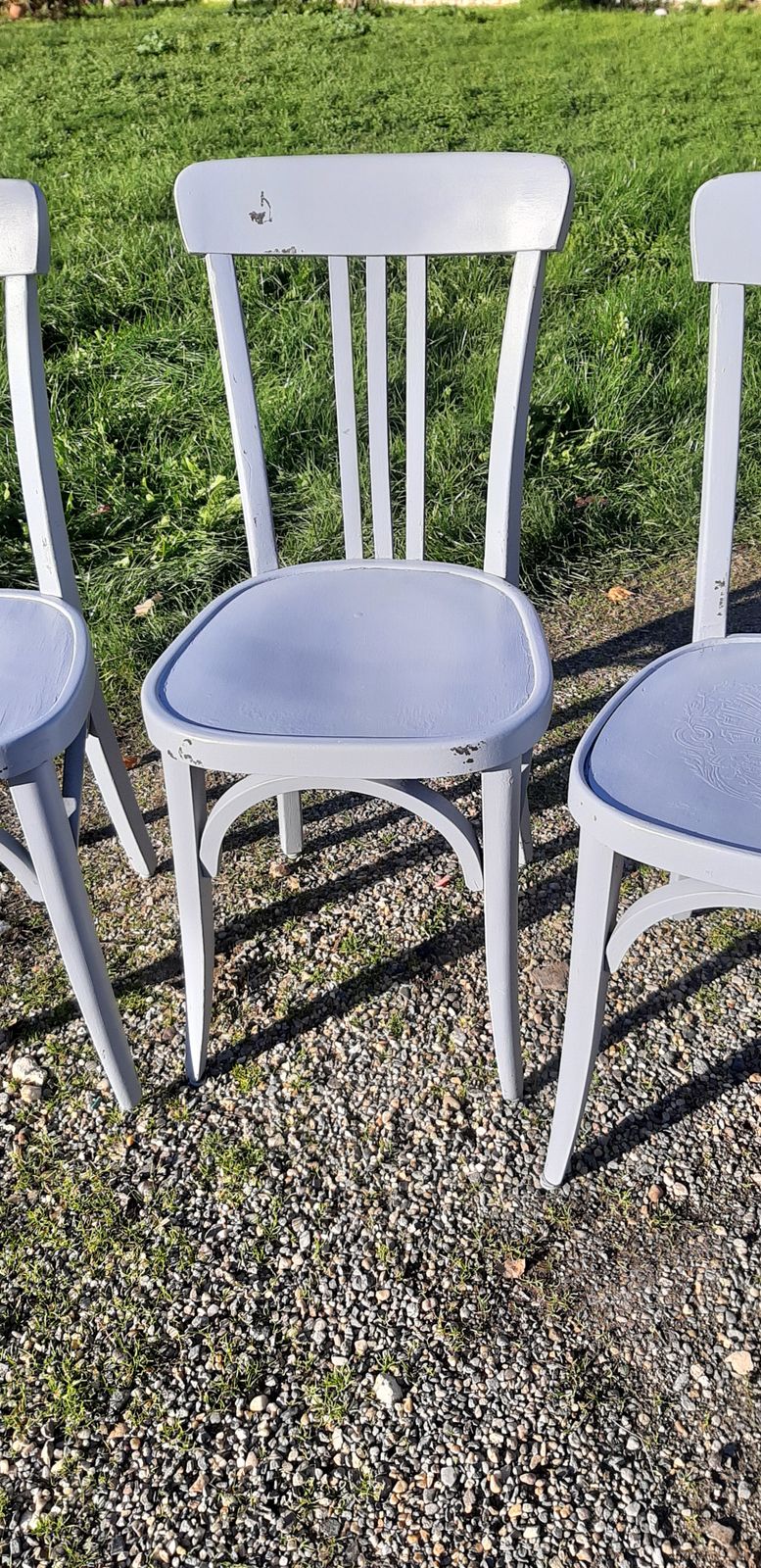 photo for sale 6 Thonet Bistro Chairs In Ceruse Wood Old Gray