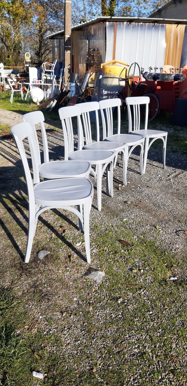 Furniture 6 Thonet Bistro Chairs In Ceruse Wood Old Gray photo