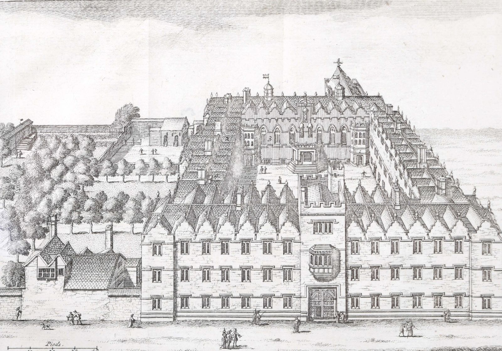 Oriel College Oxford Engraving By Pieter Van Der Aa After David Loggan photo furniture