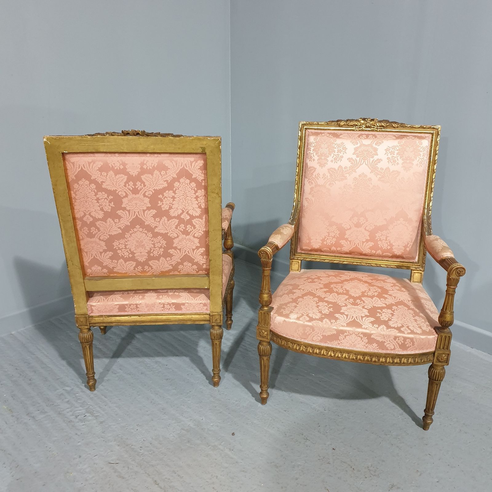 Superb Pair French Gilt Fauteuils Chairs photo furniture
