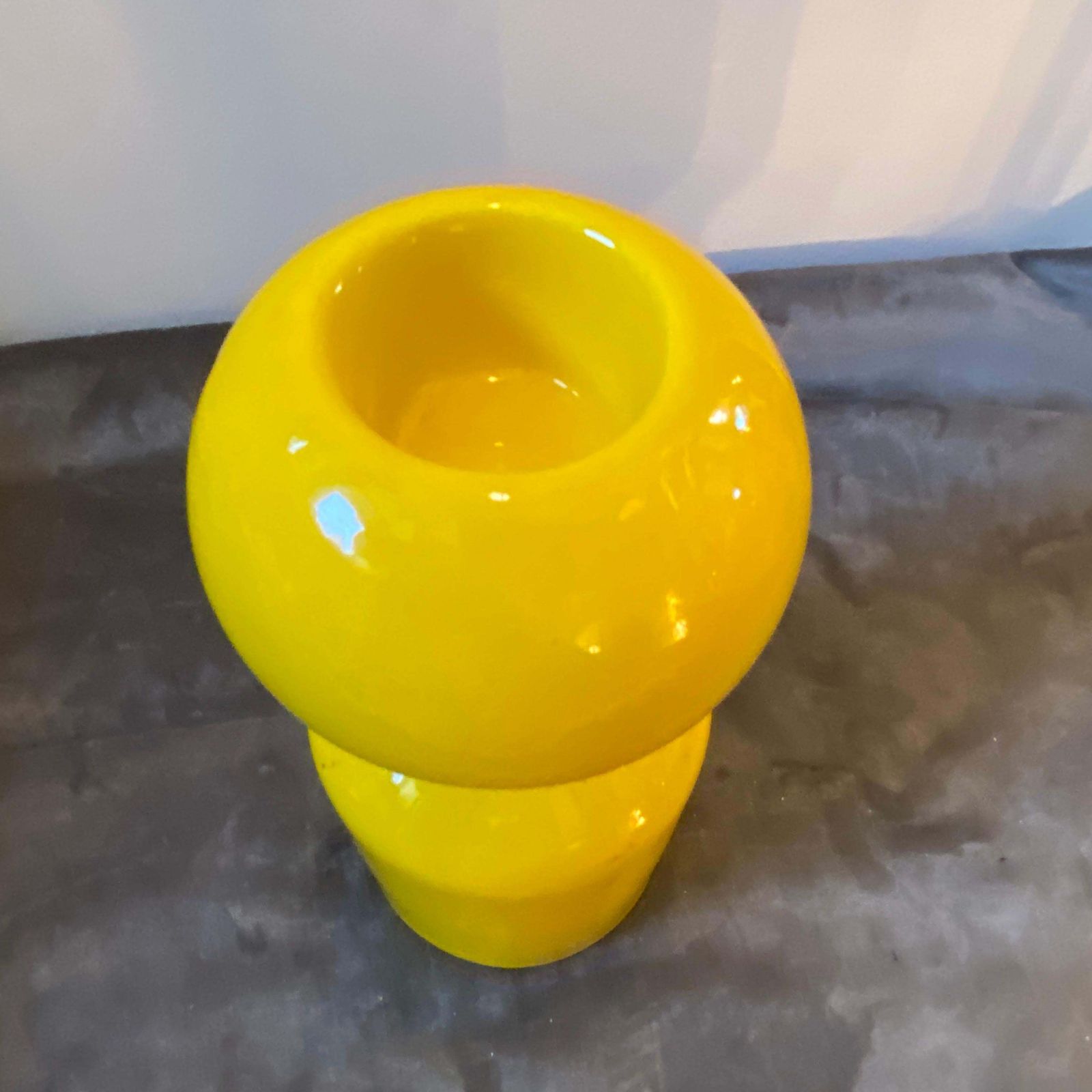 1970s Space Age Yellow Vetrochina Italian Candle Holder By Gabbianelli photo furniture