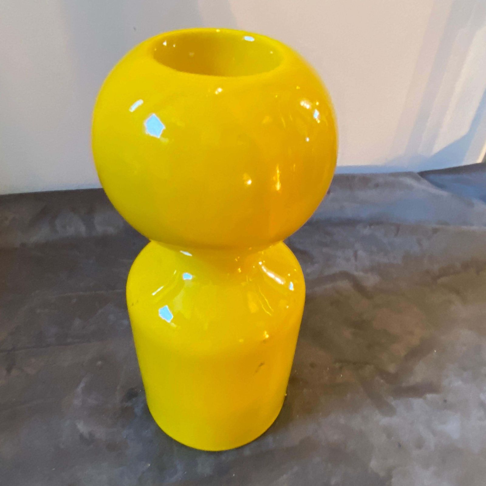 1970s Space Age Yellow Vetrochina Italian Candle Holder By Gabbianelli photo vintage