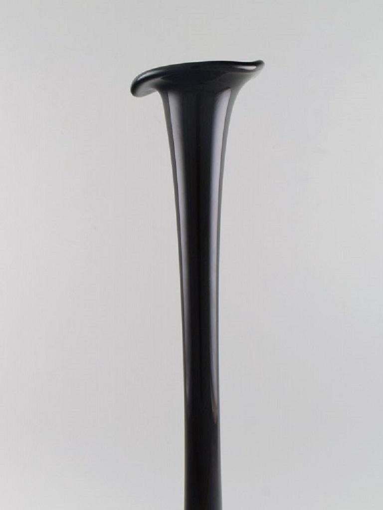 Colossal Murano Floor Vase In Black Mouth Blown Art Glass, Italian Design, 1980s photo vinterior
