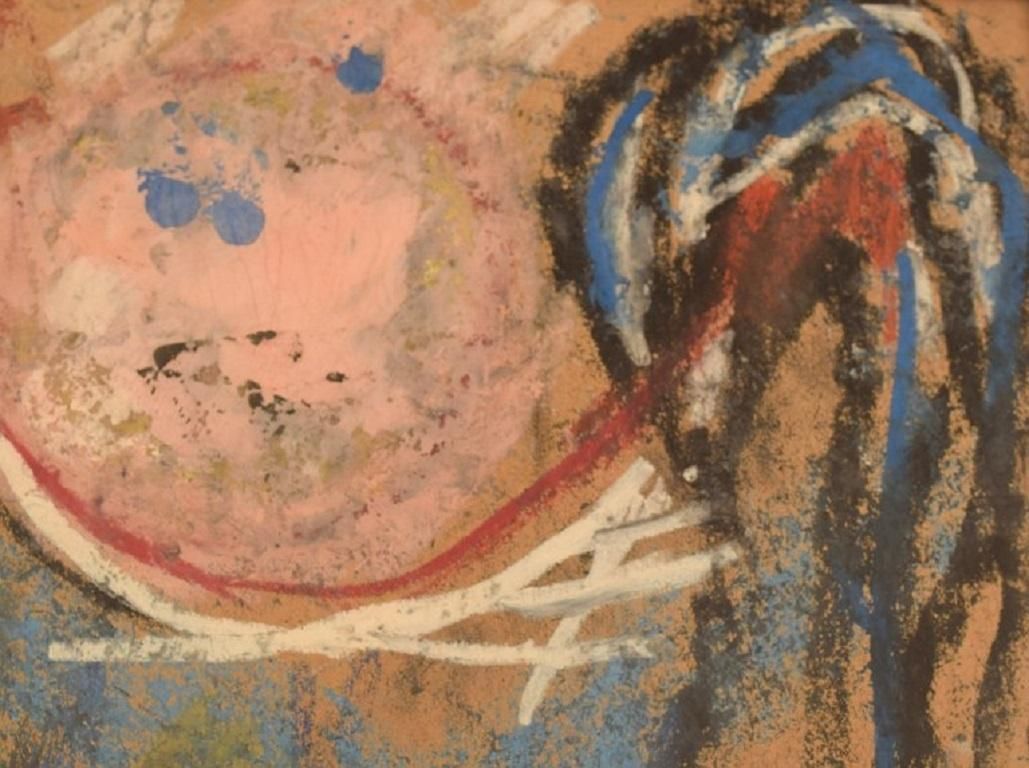 Mette Doller, Danish Artist, Mixed Media On Paper, Rooster, Dated 1959 photo 463.0