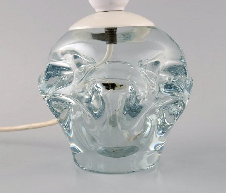 Scandinavian Glass Artist Two Table Lamps In Mouth Blown Art Glass  Mid 20th C photo for sale