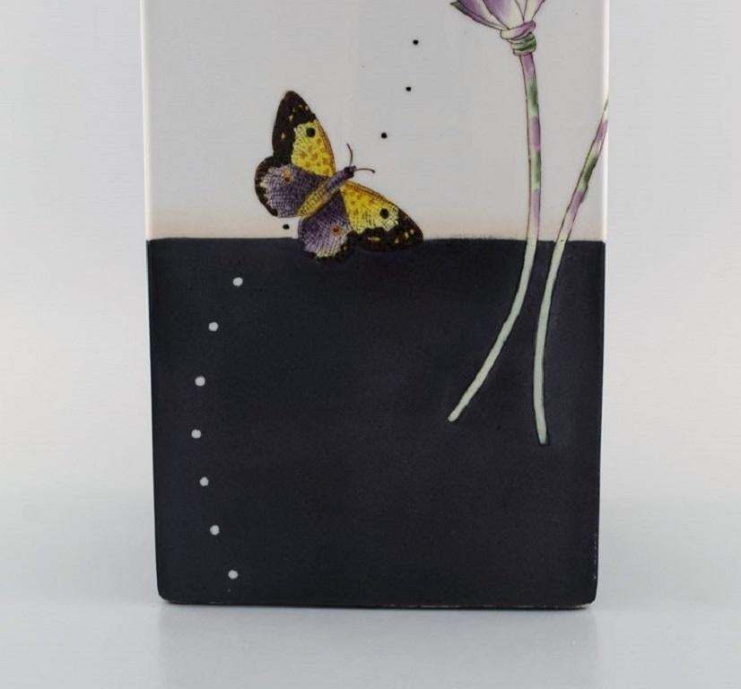 Fabienne Jouvin  Paris Unique Vase In Glazed Ceramics With Hand Painted Flowers photo 579.0
