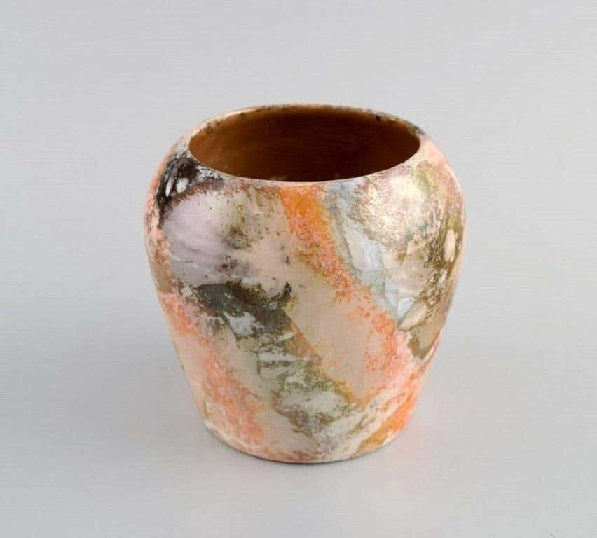 Arabia, Finland, Art Deco Vase In Glazed Faience, Beautiful Marbled Glaze photo Home Decor