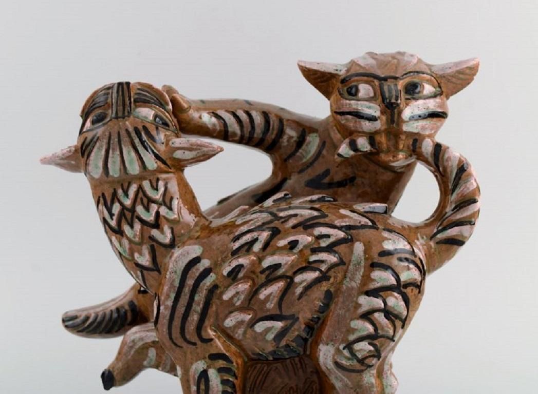 Helge Christoffersen, Denmark, Unique Figure In Stoneware, Cats photo furniture