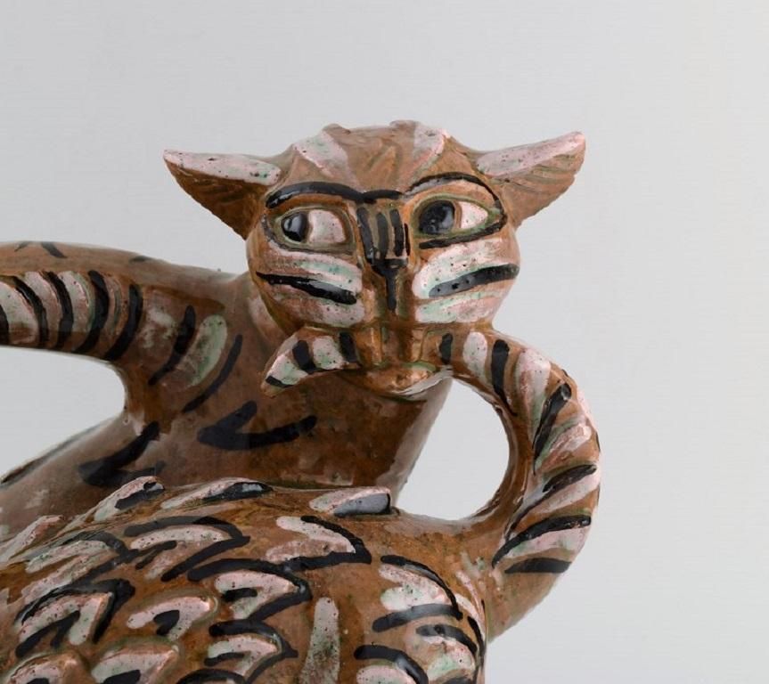 Helge Christoffersen, Denmark, Unique Figure In Stoneware, Cats photo vintage
