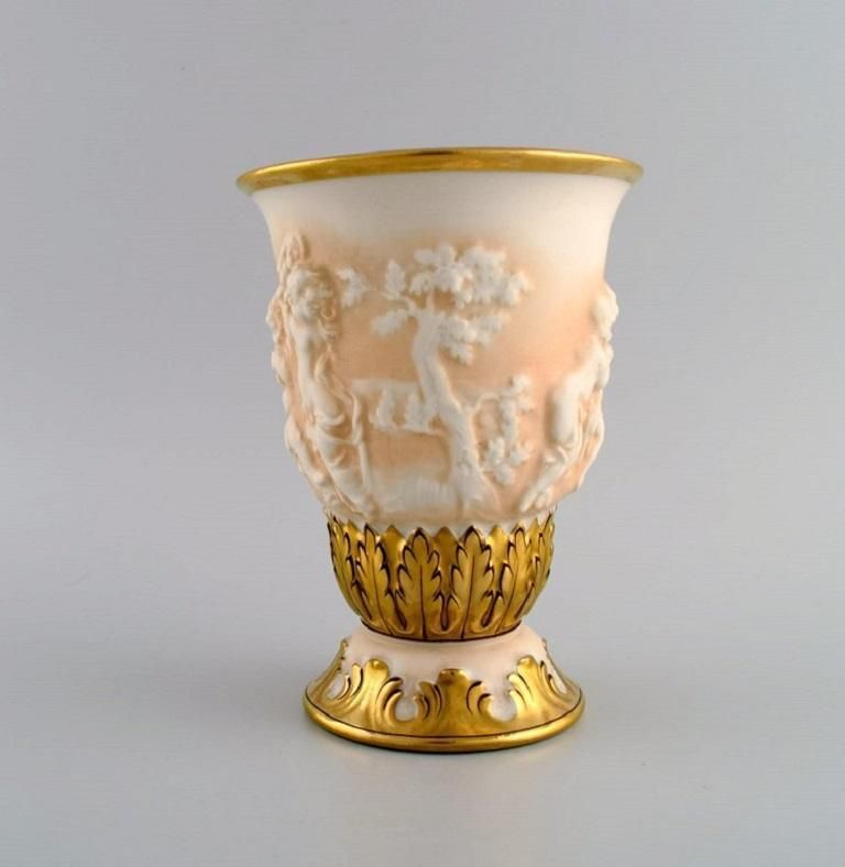 Capodimonte Italy Antique Porcelain Vase With Putti In Relief Early 20th C photo furniture