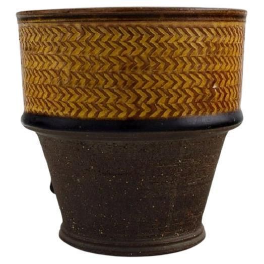 Nils Kähler For Kähler, Vase In Partially Glazed Stoneware