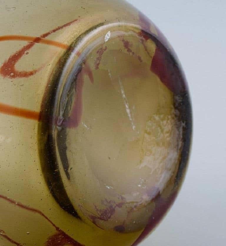 Large Murano Floor Vase In Smoky And Red Mouth Blown Art Glass photo vinterior
