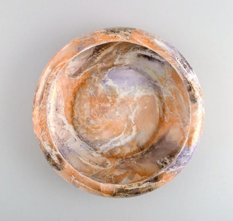 Arabia Finland Art Deco Bowl In Glazed Faience Beautiful Marbled Glaze 1920s photo 331.0