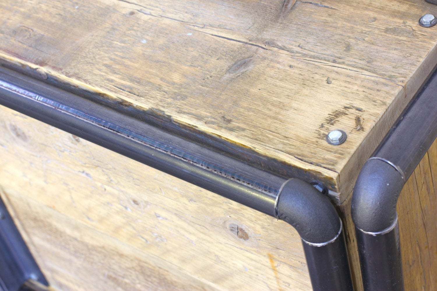 Christopher Reclaimed Scaffolding Board Media Unit On Castors With Steel Pipe Frame   Bespoke Urban Furniture photo 1535.0