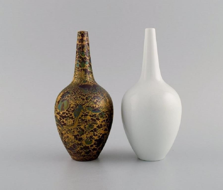 Two Rosenthal Porcelain Vases, Beautiful Marbled Gold Decoration, 1980s photo furniture
