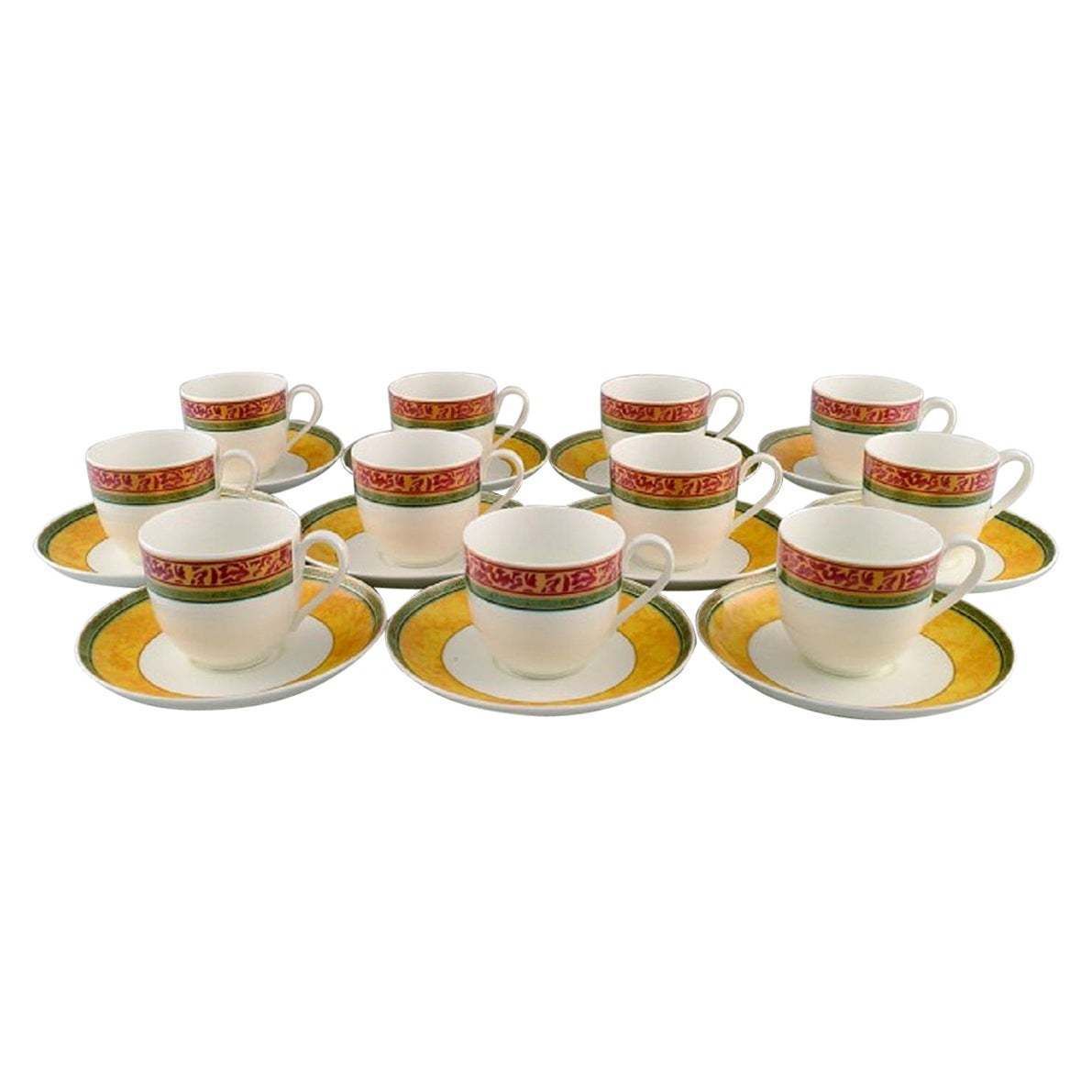 Paloma Picasso For Villeroy & Boch, 11 "My Way" Porcelain Coffee Cups & Saucers