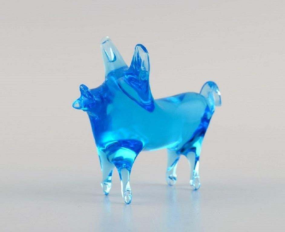 Ronneby, Sweden, Three Figures In Blue Mouth Blown Art Glass, 1970s photo for sale