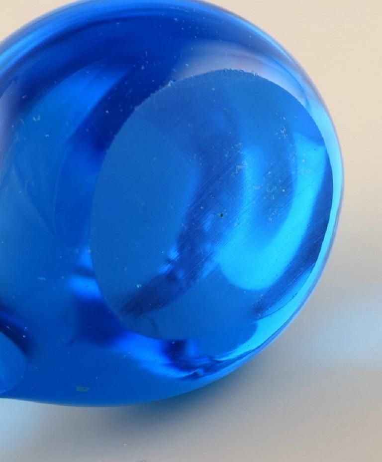 Ronneby, Sweden, Three Figures In Blue Mouth Blown Art Glass, 1970s photo vintage