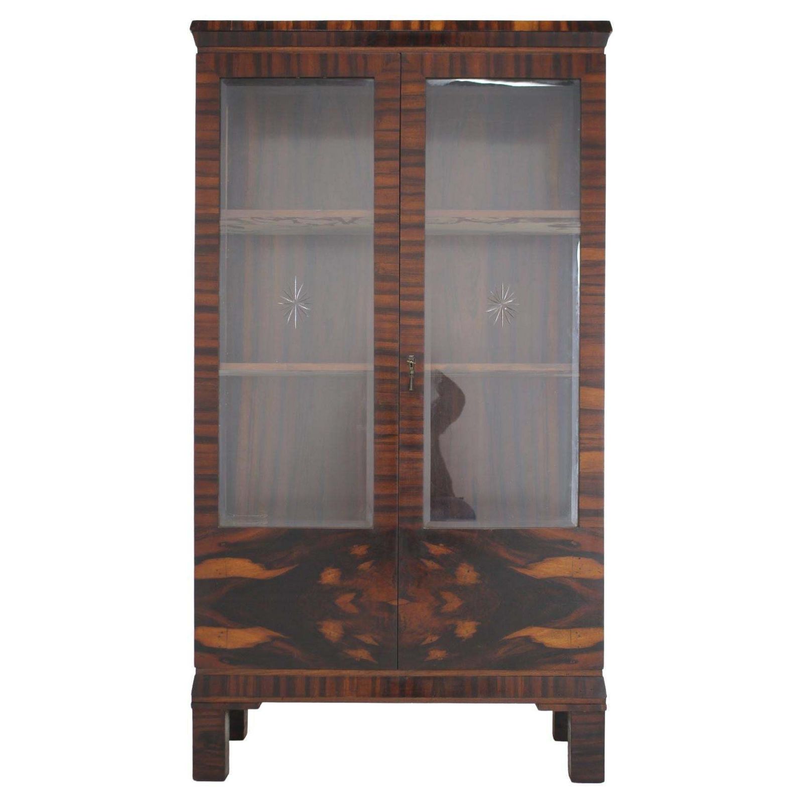 1930s Art Deco Palisander And Glass Cabinet , Czechoslovakia