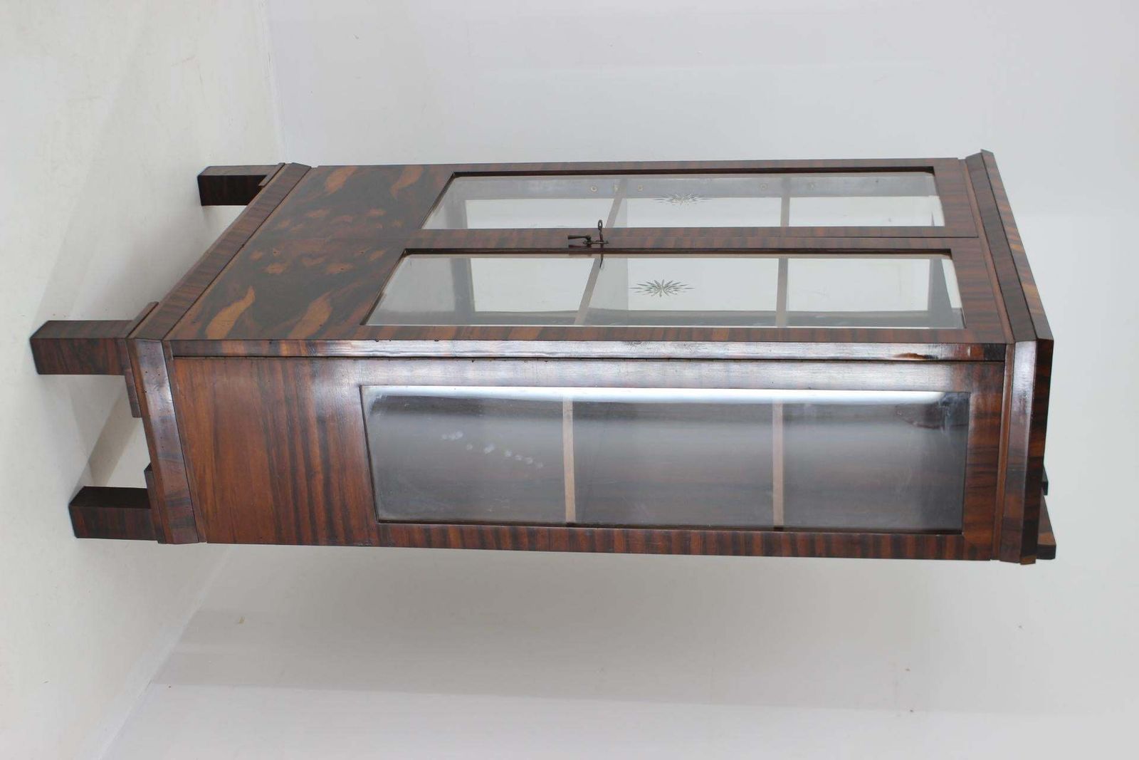 1930s Art Deco Palisander And Glass Cabinet , Czechoslovakia photo for sale