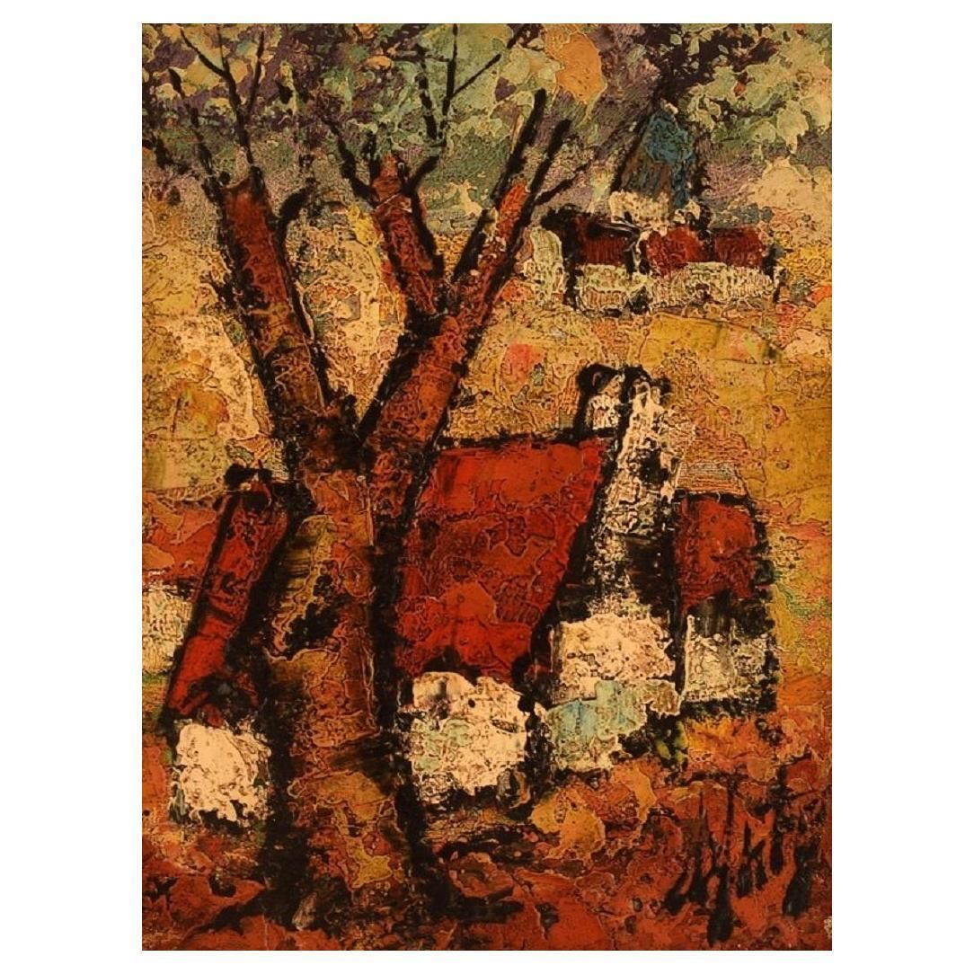 Henri Maurice D'anty (1910 1998). Oil On Canvas. Expressionist Landscape.