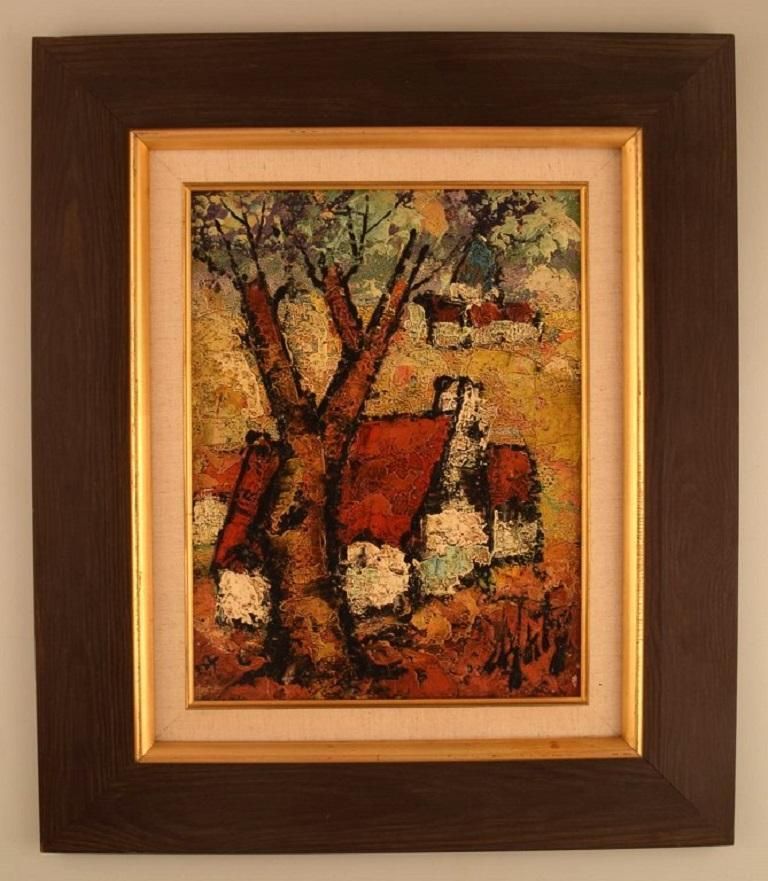 Henri Maurice D'anty (1910 1998). Oil On Canvas. Expressionist Landscape. photo furniture
