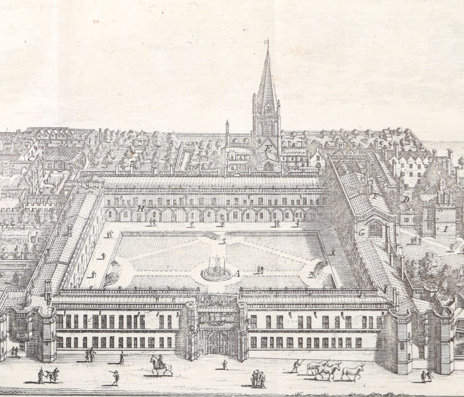 Pieter Van Der Aa (1659 1733), After David Loggan (1634–1692) Christ Church, Oxford (1727) photo for sale