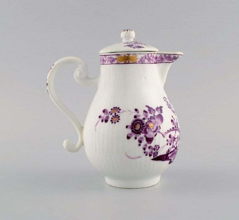 Antique And Rare Meissen Mocha Pot In Hand Painted Porcelain, Early 19th C photo for sale