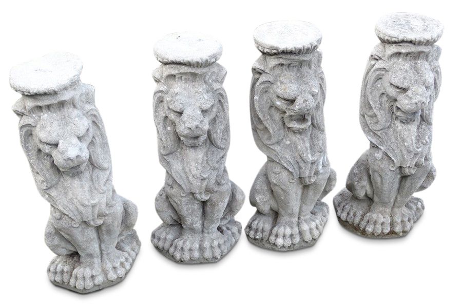 Cast Composite Stone Sejant Lion Garden Ornament Architectural Salvage From A Country House 1 Of 4 Ol