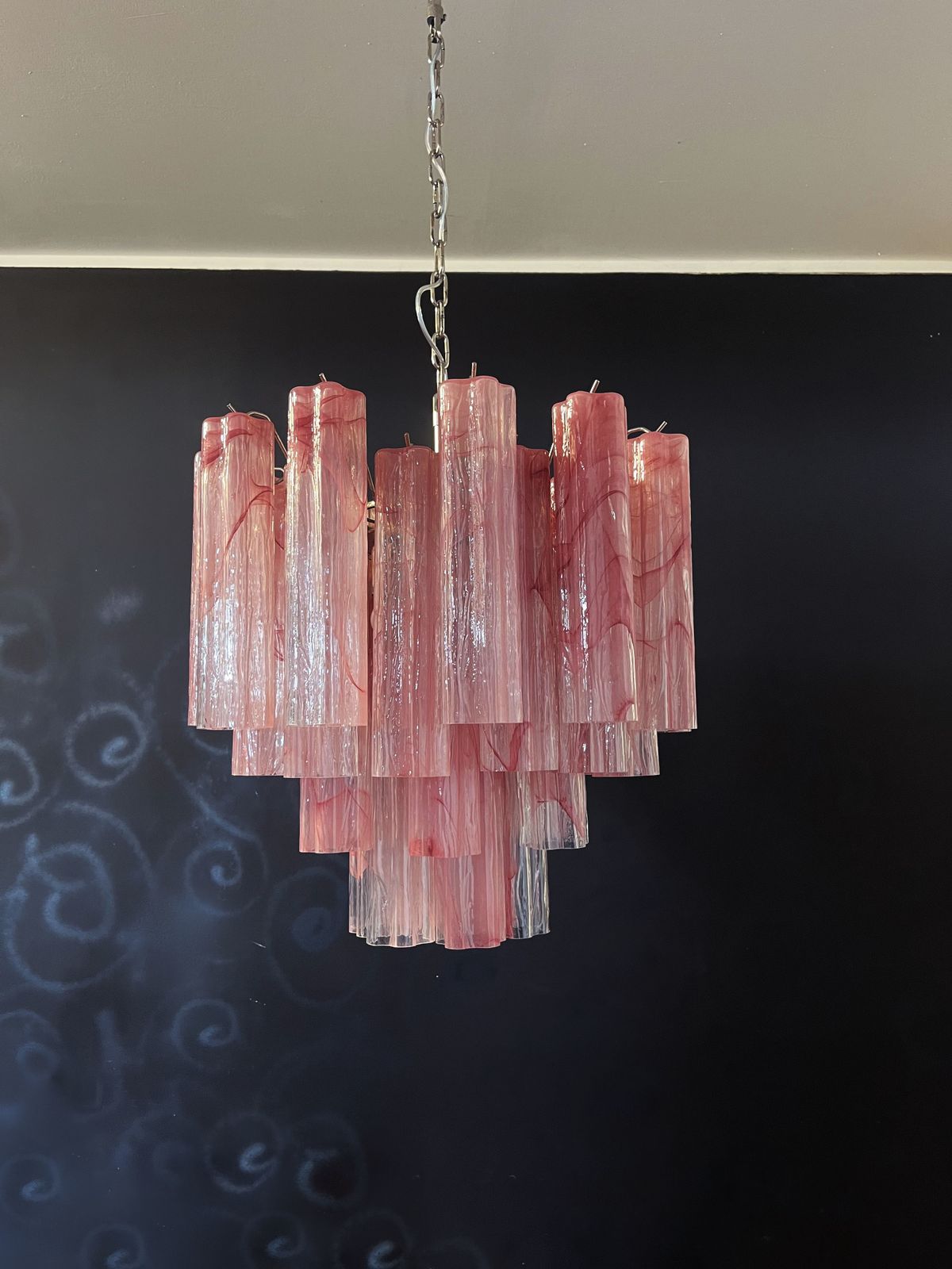 870.0 Fantastic Glass Tube Chandelier   36 Albaster Pink Glasses photo