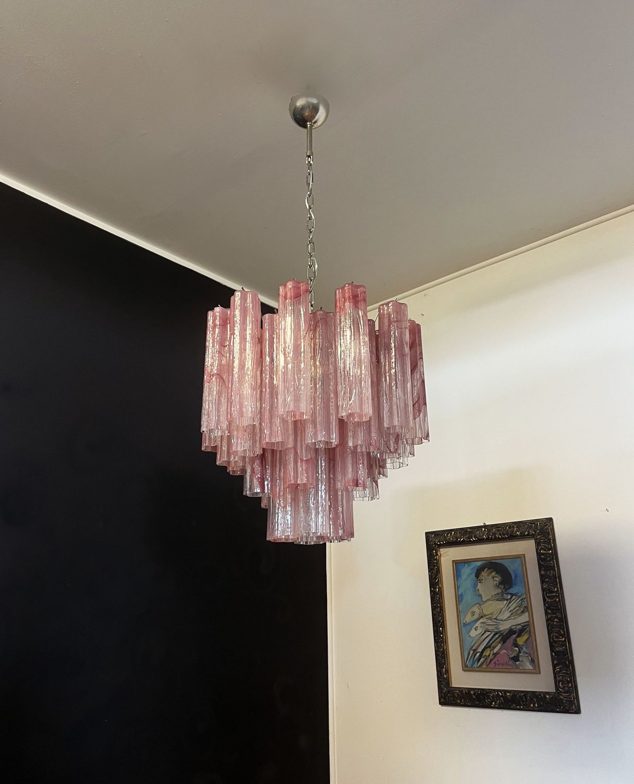 photo vinterior Fantastic Glass Tube Chandelier   36 Albaster Pink Glasses
