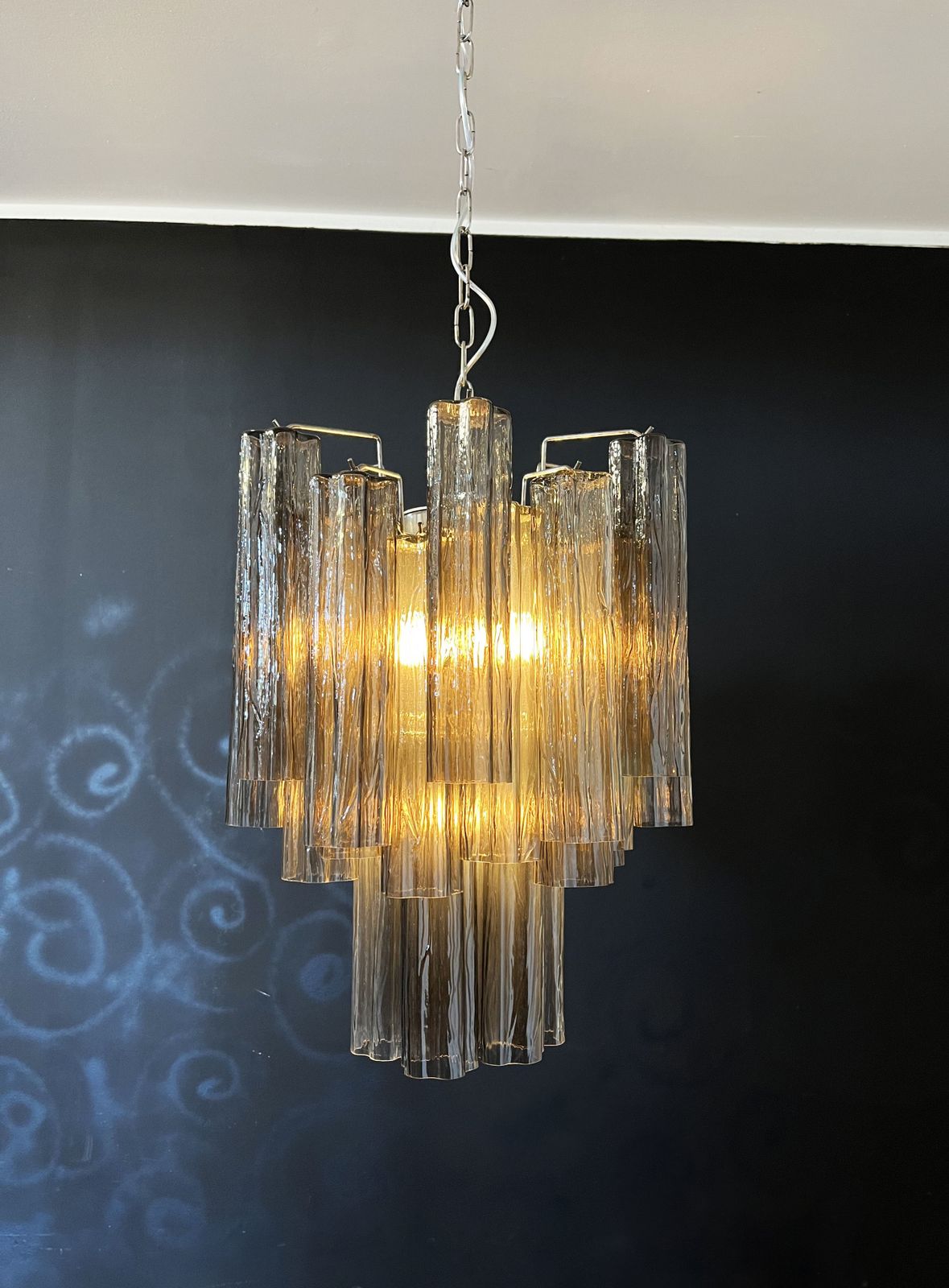 Fantastic Murano Smoked Glass Tube Chandelier