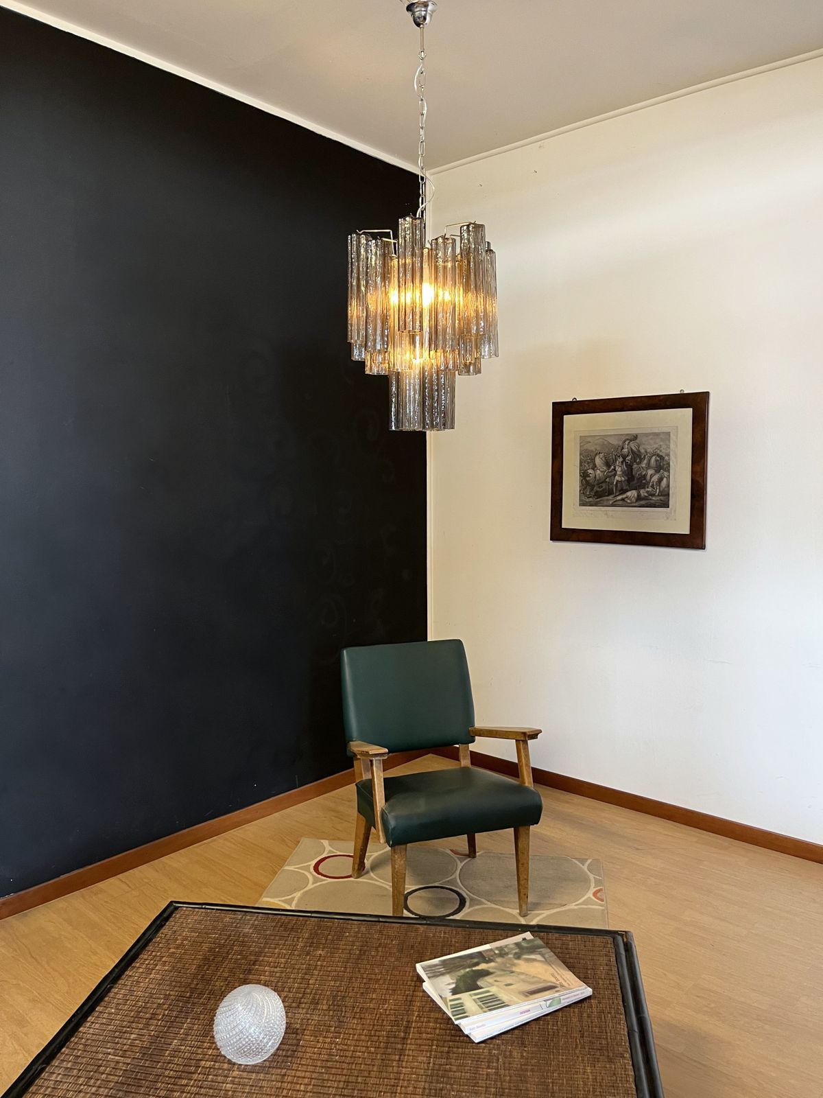 photo vintage Fantastic Murano Smoked Glass Tube Chandelier