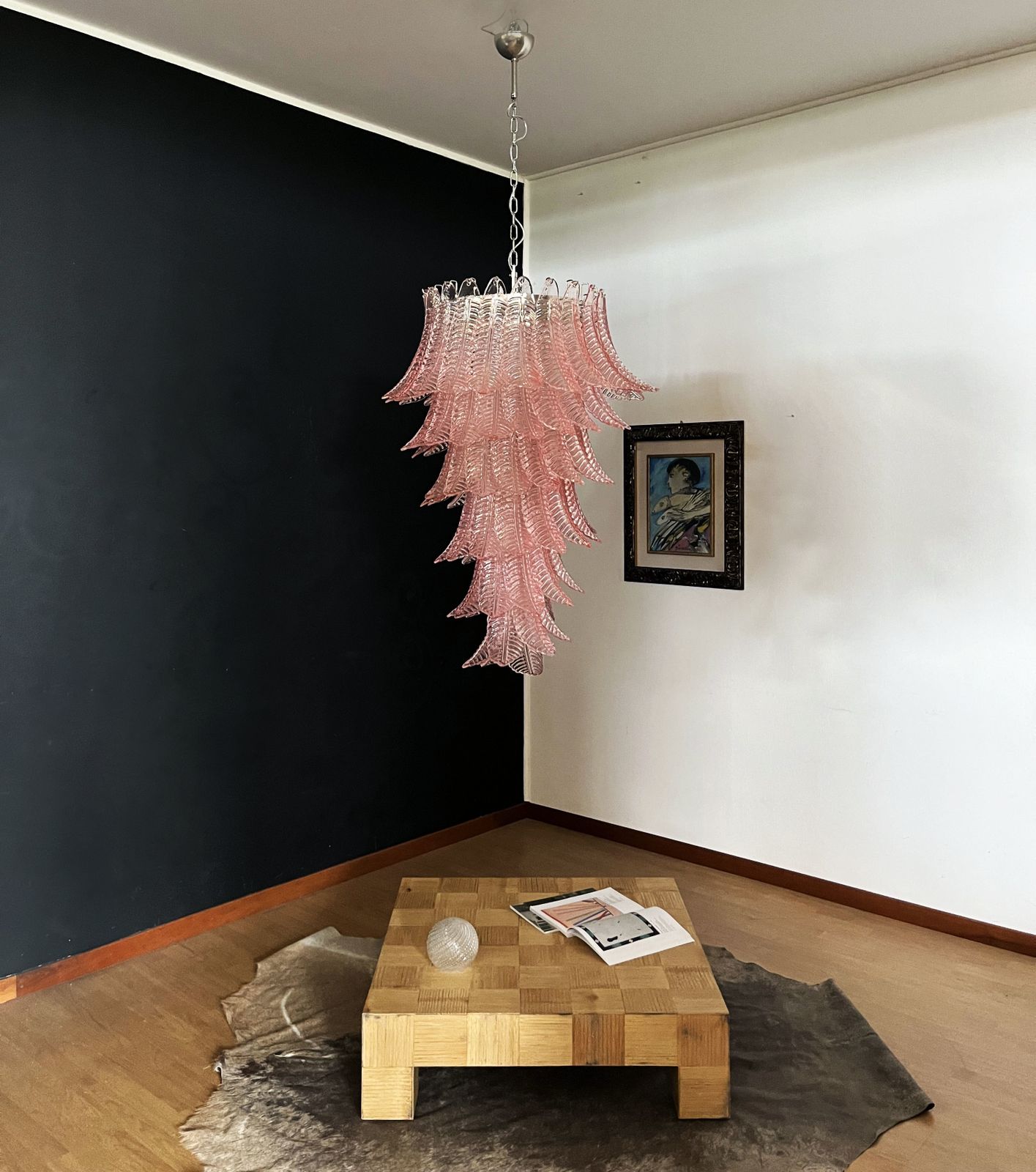 Huge Italian Murano Felci Glass Spiral Chandelier   83 Pink Glasses photo for sale